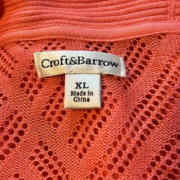CROFT & BARROW Open Front Knit Cardigan Coral Size XL - Picture 4 of 4